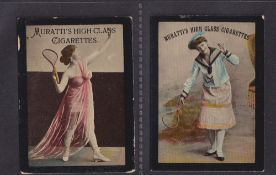 Cigarette cards, Muratti, Beautiful Women, 'L' size, ref. H284, two cards, pictures nos 42 & 76,