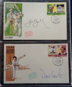 Stamps, Collection of cricket themed first day covers, some signed, to include Geoff Boycott and