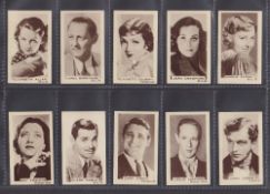 Cigarette cards, United Services Popular Screen Stars (set 50 cards) including Anna May Wong,