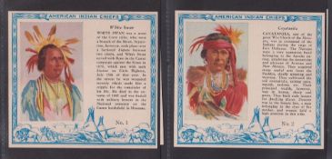 Cigarette cards, Red Man Chewing Tobacco American Indian Chiefs (set 40 cards), includes Sitting