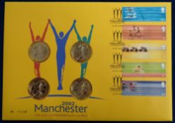Stamps, GB QEII Manchester 2002 limited edition first day coin cover with 4 £2 coins. Excellent