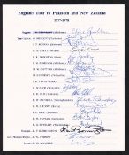 Cricket autographs, a mixed selection of signed Tour Sheets inc. England tour to Pakistan & New