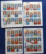 Tobacco Proof set, Ogden's Famous Footballers, set 50 cards on 4 uncut sheets three of 12 and one of