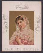 Tobacco advertising, USA, Kinney Bros., shop display card for 'Special High Class Cigarettes'