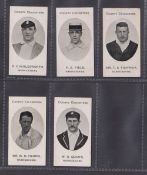 Cigarette cards, Taddy, County Cricketers, Warwickshire, 5 cards, C Charlesworth, F E Field, Mr T