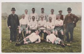 Football postcard, Southport Central FC, 1905, colour printed card showing team & officials,