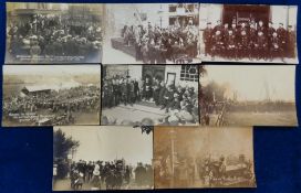 Postcards, Social History, an RP events selection of 8 cards inc. unveiling memorial tablet in