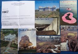 Postcards, Christo and Jean Claude, 12 large sized postcards, all signed in pen by Christo '