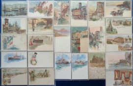 Postcards, Gruss Aus style, approx. 80 attractive chromolithographed cards to include Menton, Sestri