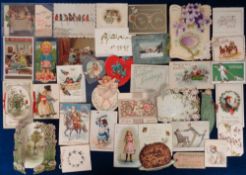 Greetings Cards, approx. 600 cards to include mechanical, die-cut, embossed, glitter, celluloid,