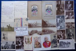 Lord Roberts, 26 items to comprise 2 typed, hand signed, letters (1907 and 08) and 22 postcards,