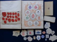 Crests and Monograms, most Naval and Military, all pasted into an album to include RAF, RNAS, RFC,
