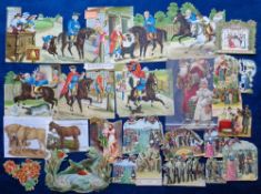 Victorian Greetings cards, approx. 30 cards to include mechanical, fan shaped, lace, hand painted,