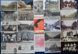 Postcards, New Malden, approx. 80 cards, RPs and printed to include drinking fountain, Kingston