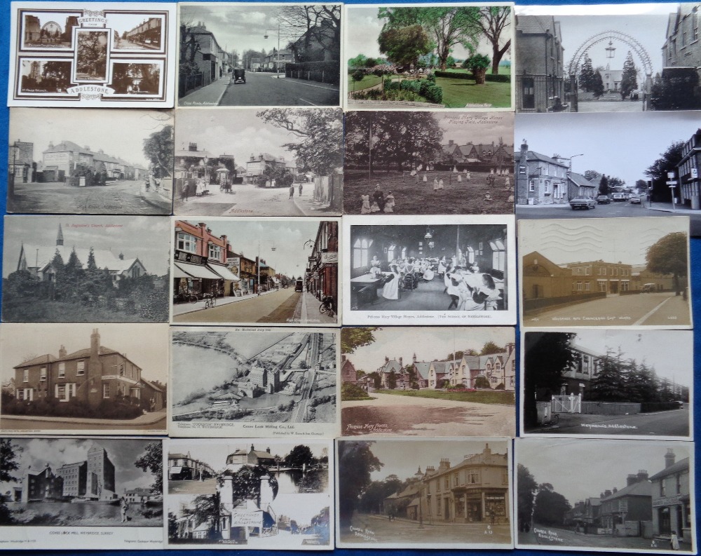 Postcards, Surrey, an Addlestone and area collection of 40+ cards, with ...