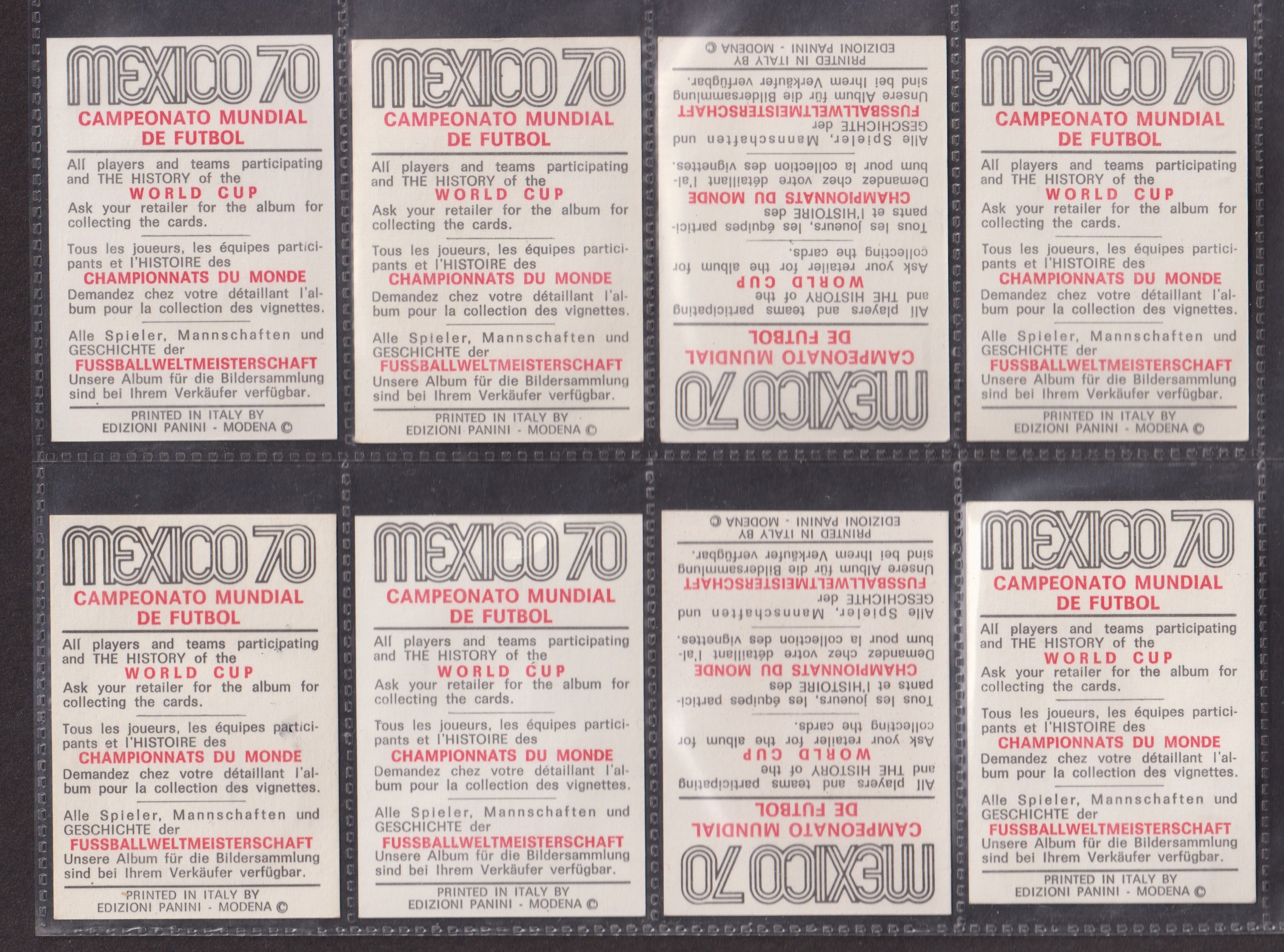 Trade cards, Panini, Mexico 70, 8 cards (gd) Qty: 1 - Image 2 of 2