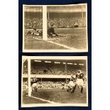 Trade cards, Wayfarer Clothes, two b/w photographic cards both featuring Arsenal matches, one v