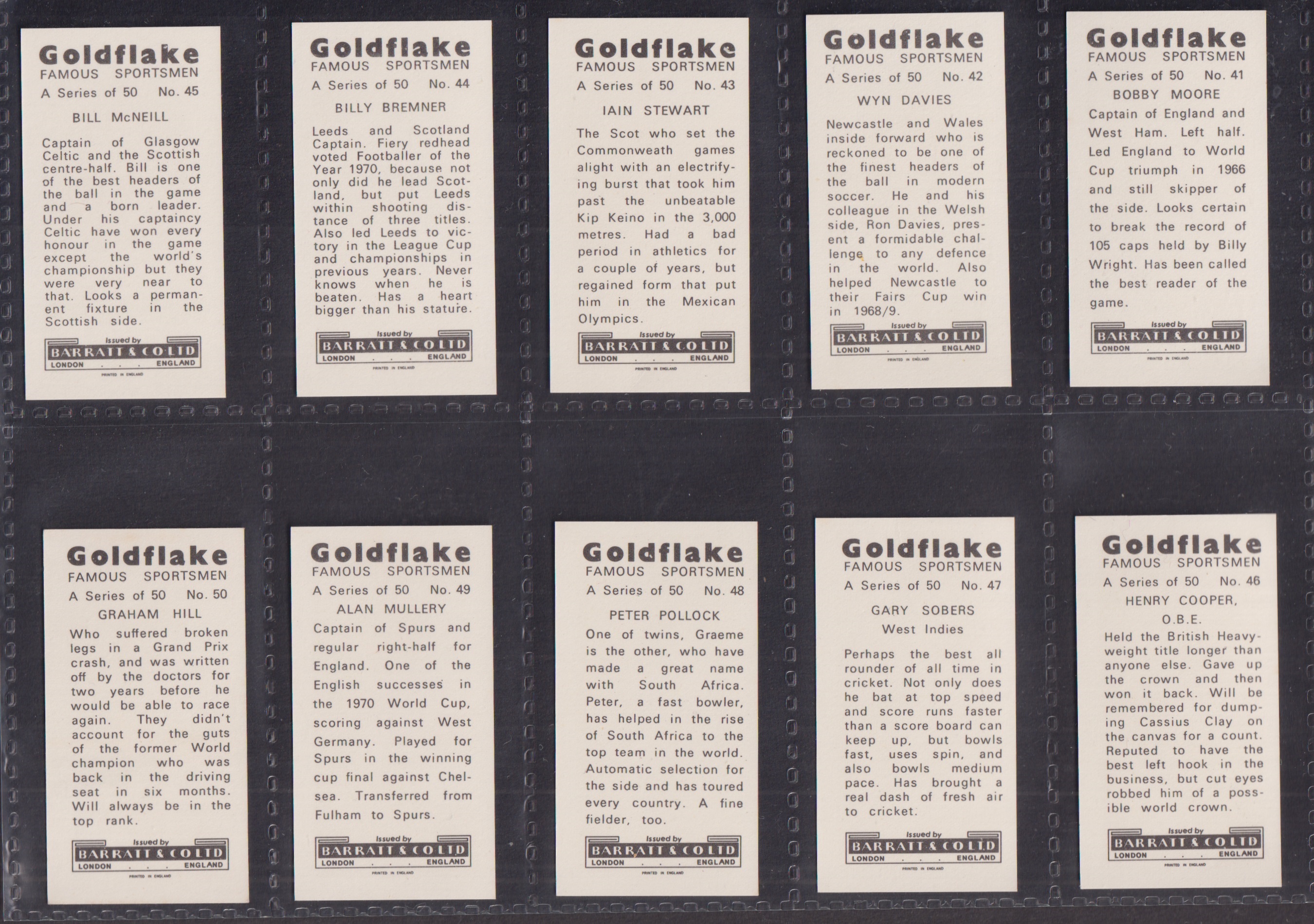 Trade cards, Barratt's, Famous Sportsmen (set, 50 cards) inc. Jack Nicklaus, Muhammed Ali, Pele, - Image 10 of 10