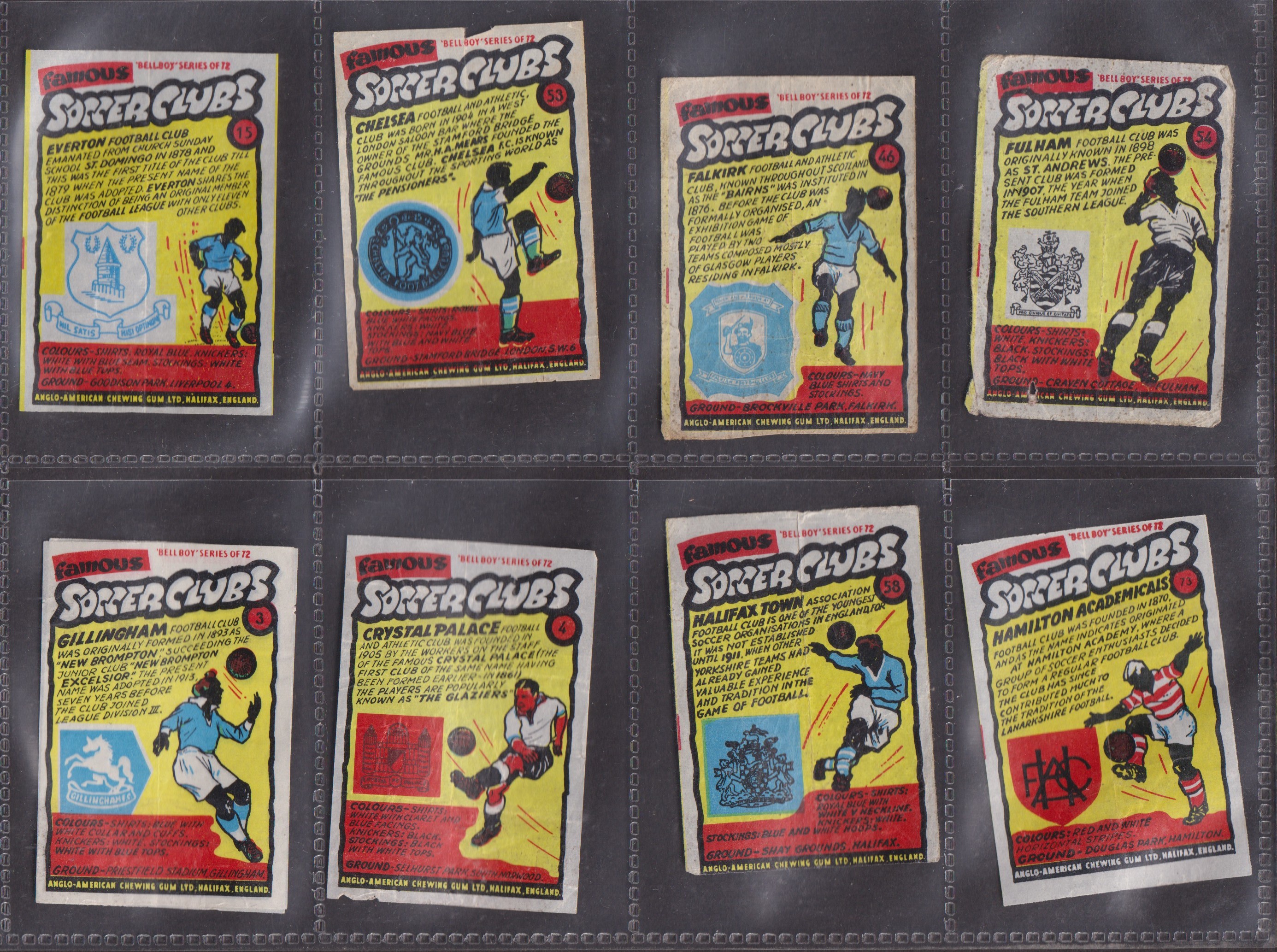 Trade cards, Anglo American Chewing Gum, Famous Soccer Clubs (Wax Wrappers) 82 wrappers (some with - Image 4 of 11