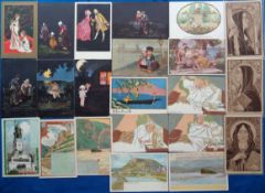 Postcards, Art Nouveau and Art Deco, approx. 110 cards to include children, glamour, Gruss Aus