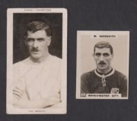 Cigarette cards, W. Meredith, Manchester City, two type cards, Pattreiouex Famous Footballers (F1-