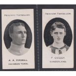 Cigarette cards, Taddy Prominent Footballers (London Mixture), two cards, A.A. Hasell, Swindon