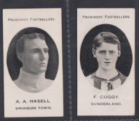 Cigarette cards, Taddy Prominent Footballers (London Mixture), two cards, A.A. Hasell, Swindon