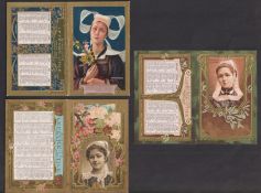 Trade cards, France, Lefevre-Utile, Paris Exposition, 1900, three different fold-out calendar cards,