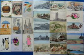 Postcards, Novelty etc., 86 cards to include H.T.L. (12), silk (most of which are greetings
