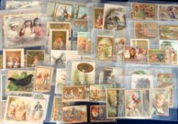 Trade cards, a collection of approx 850 Continental trade cards, mostly French, various shapes and