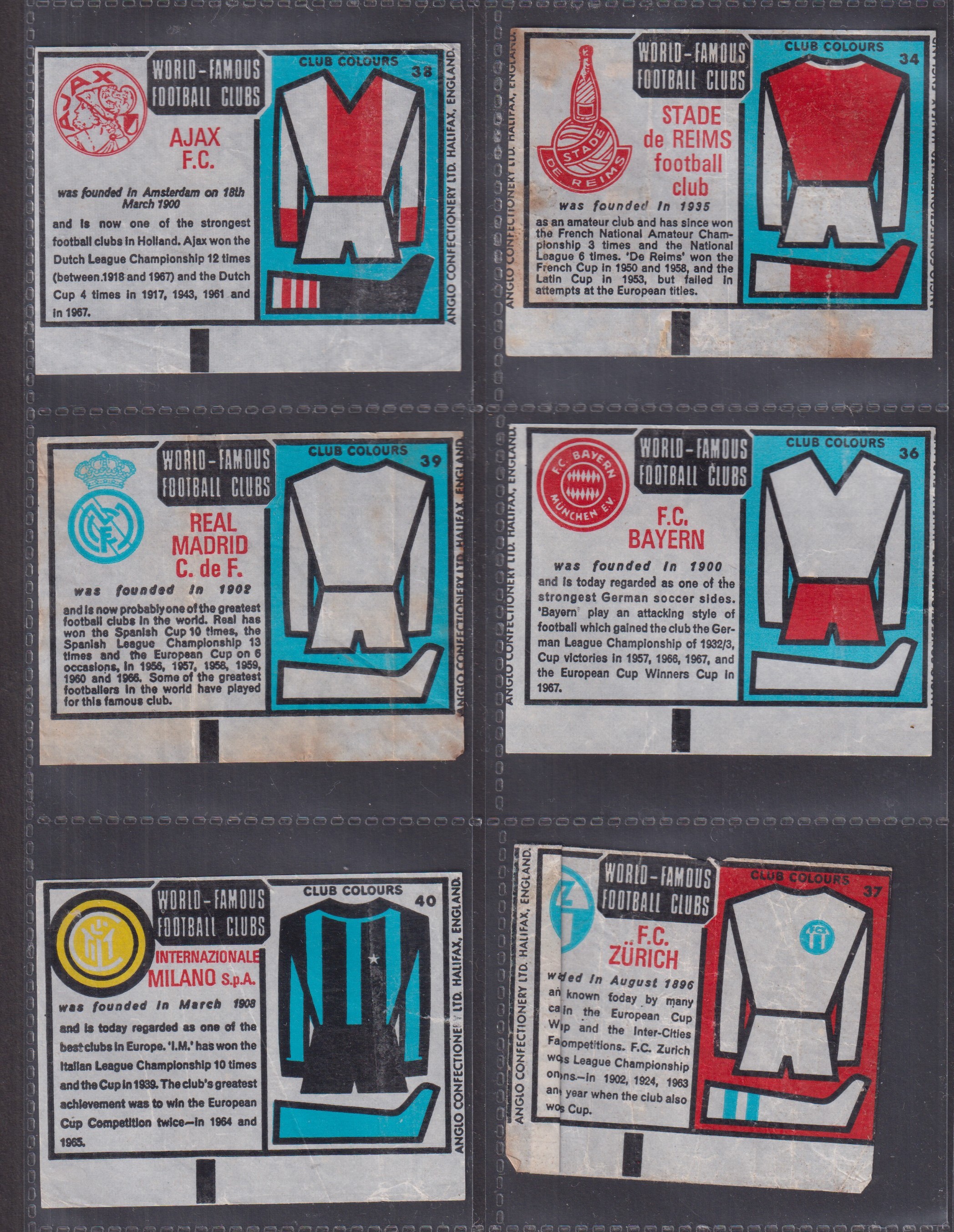 Trade cards, Anglo Confectionery, World Famous Football Clubs, (Wax Wrappers), 37 different (some - Image 4 of 7