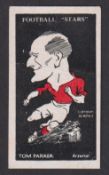 Trade card, Barratt's, Football Stars, type card, Tom Parker, Arsenal, caricature card (light