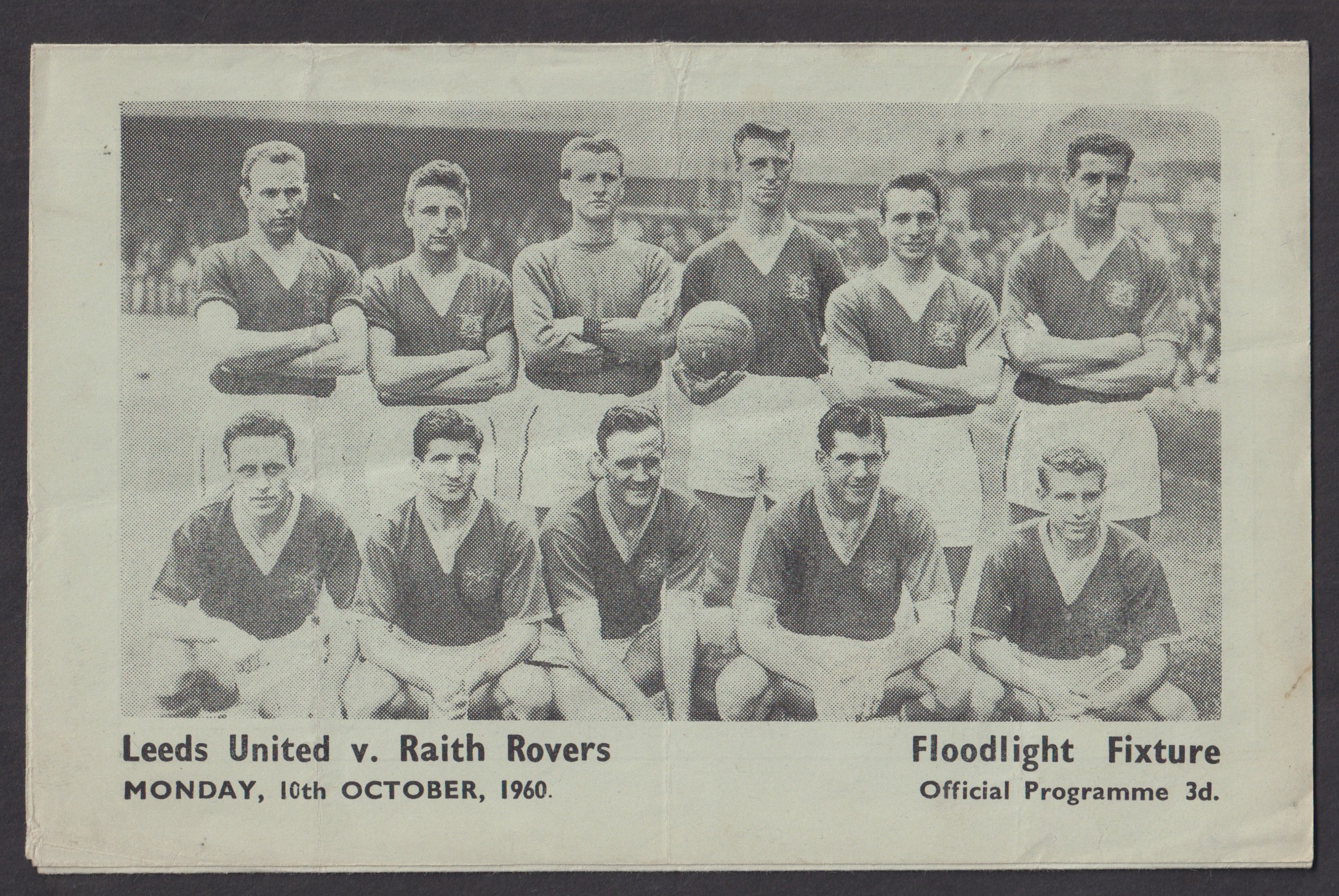Football programme, Raith Rovers v Leeds Utd 10 Oct 1960, Friendly (gd) Qty: 1