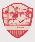 Trade card, Anon (City Bakeries, Edinburgh), Football Clubs, type card, Arsenal, shield shaped (