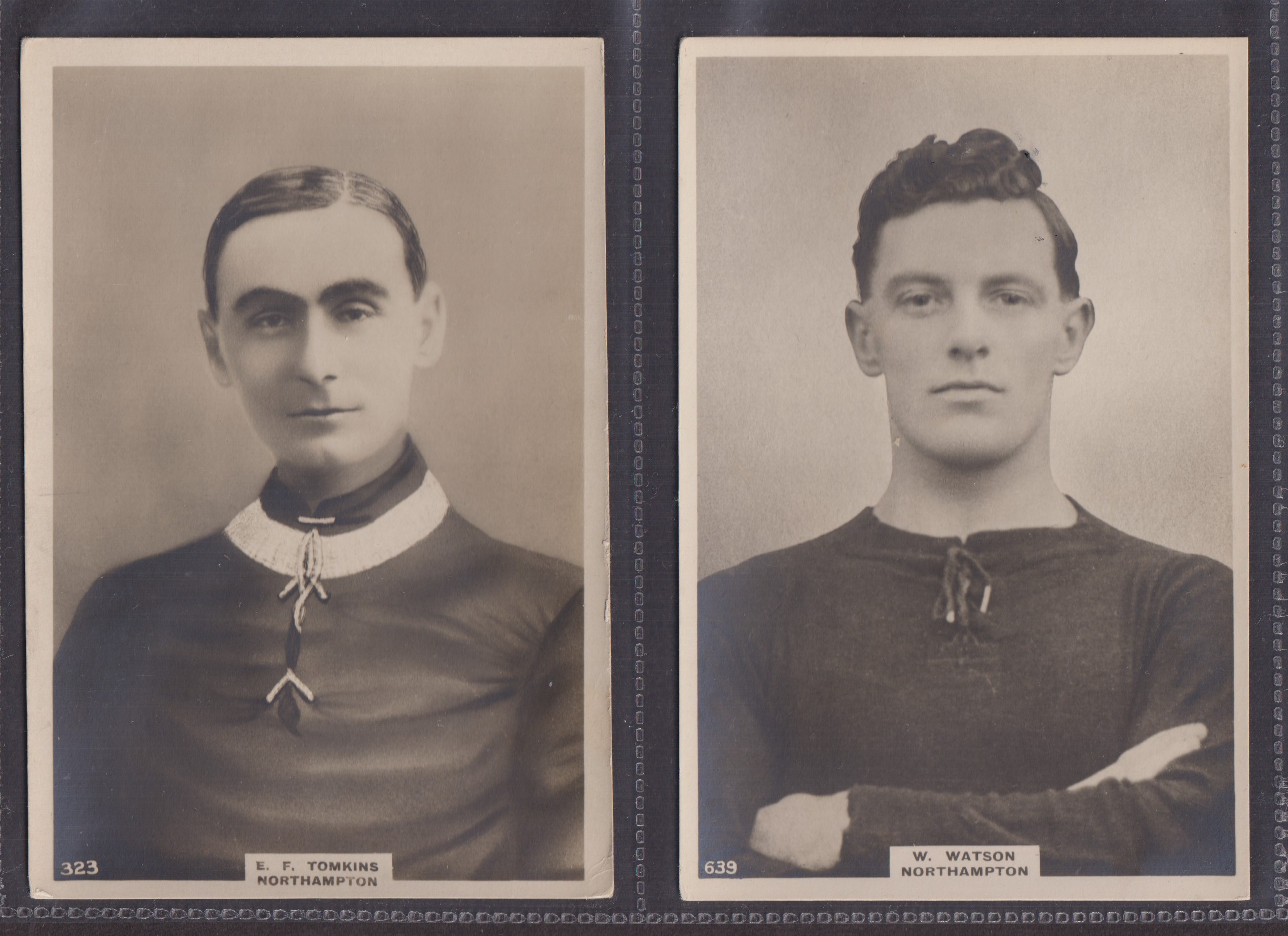Cigarette cards, Phillip's, Footballers, (Premium Issue), 4 cards, no 323 E F Tomkins, no 639 W