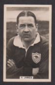 Cigarette card, Malta, Scerri, International Footballers, type card, no 23 A. James, Arsenal (vg) (