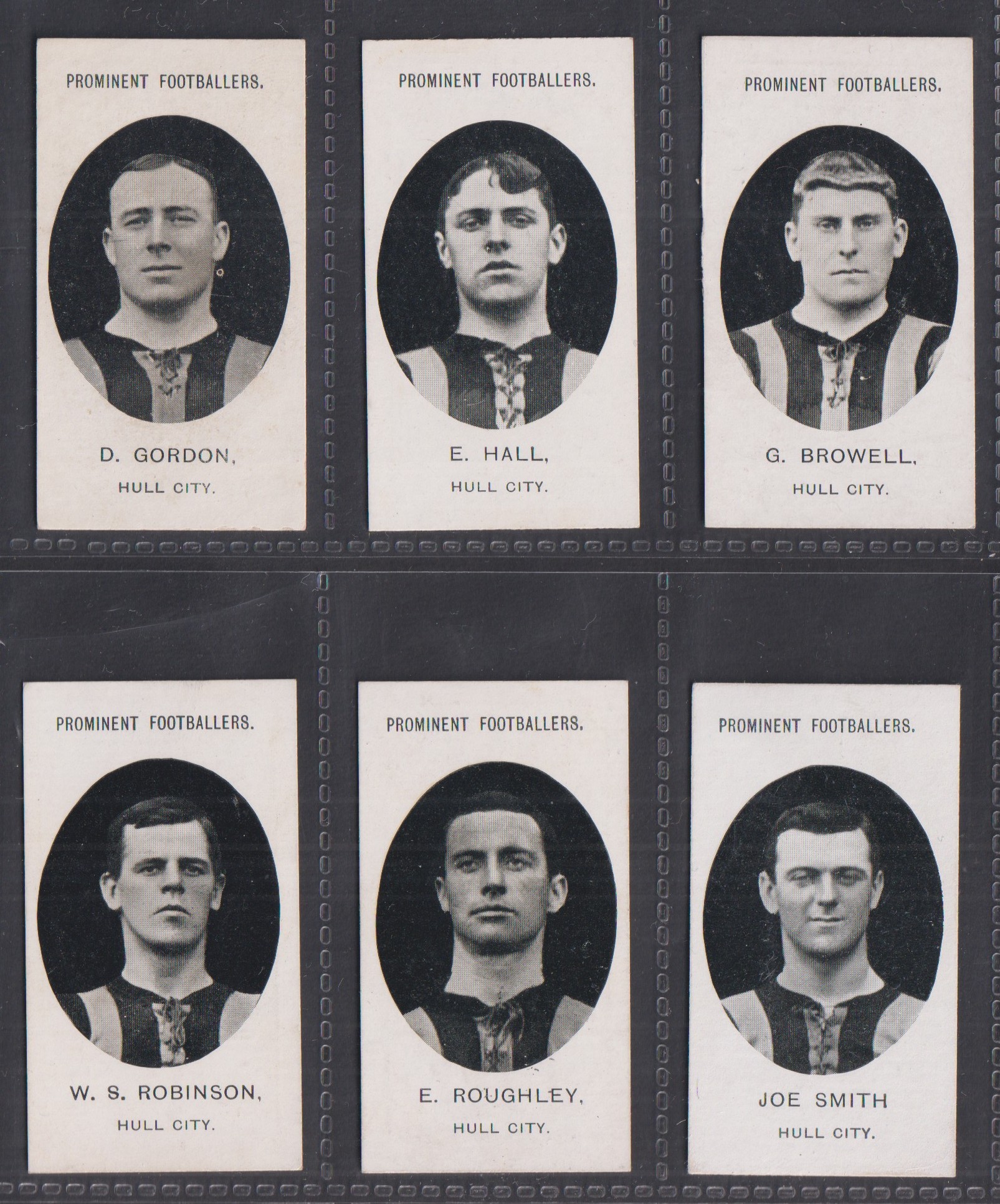 Cigarette cards, Taddy, Prominent Footballers (No Footnote), Hull City, six cards, G. Browell, D.