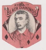 Trade card, Baines, shaped card, 'Rush It Black Diamonds' with 'Charlie Phillips, Captain' inset,