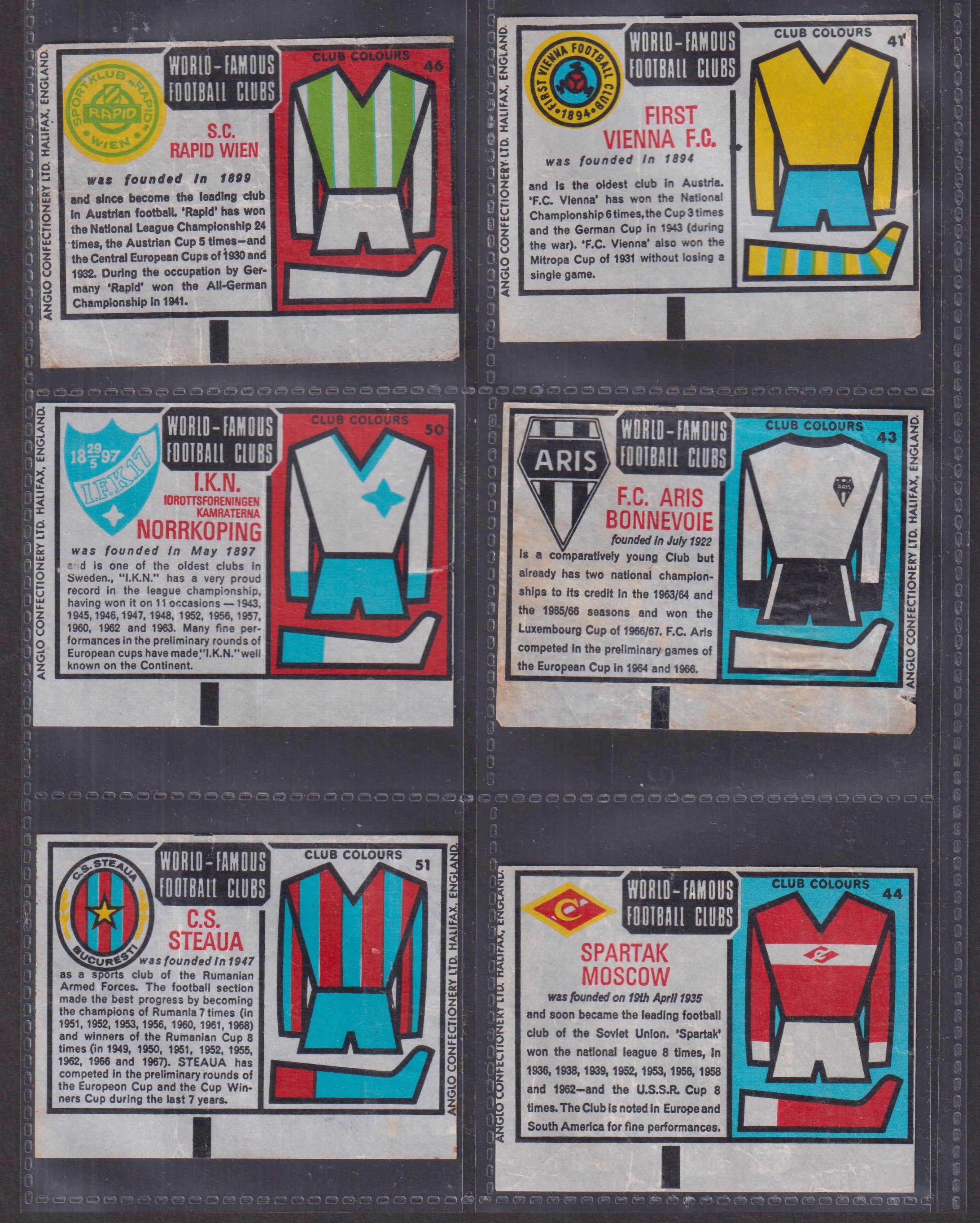 Trade cards, Anglo Confectionery, World Famous Football Clubs, (Wax Wrappers), 37 different (some - Image 5 of 7