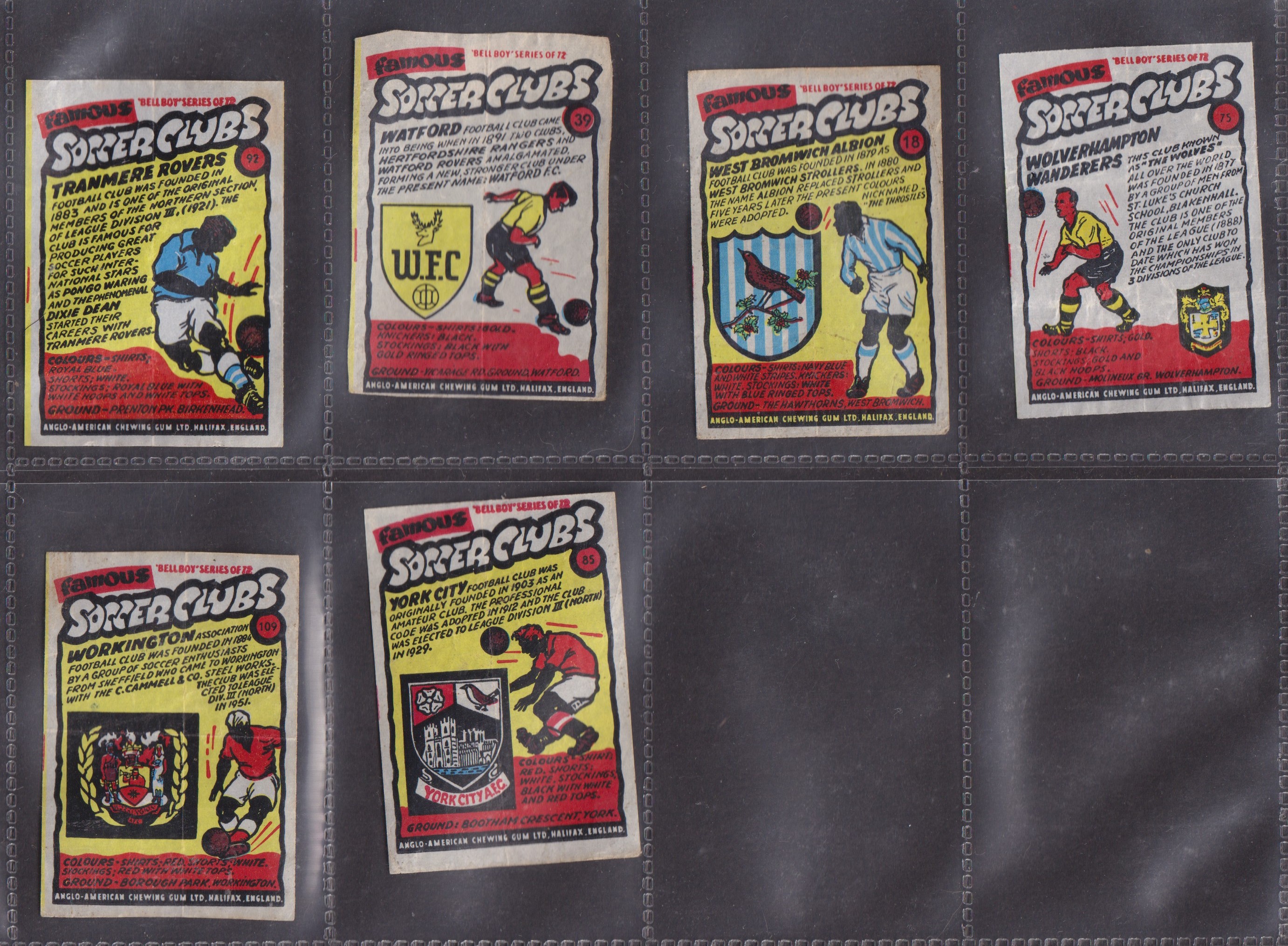 Trade cards, Anglo American Chewing Gum, Famous Soccer Clubs (Wax Wrappers) 82 wrappers (some with - Image 10 of 11