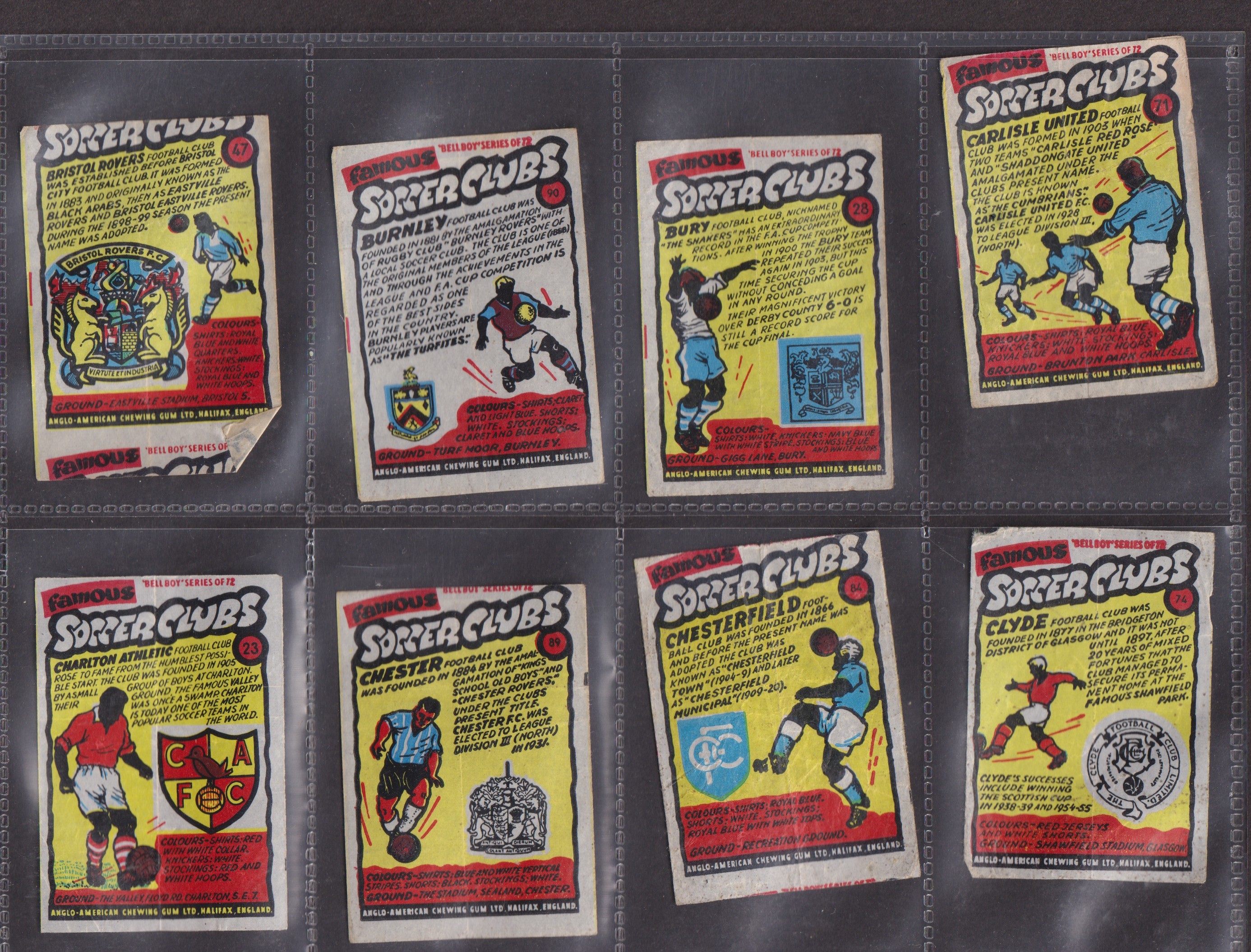Trade cards, Anglo American Chewing Gum, Famous Soccer Clubs (Wax Wrappers) 82 wrappers (some with - Image 2 of 11
