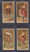 Cigarette cards, Japan, Murai, Dancing Girls of the World (Back in Blue), four cards, Mandalay,