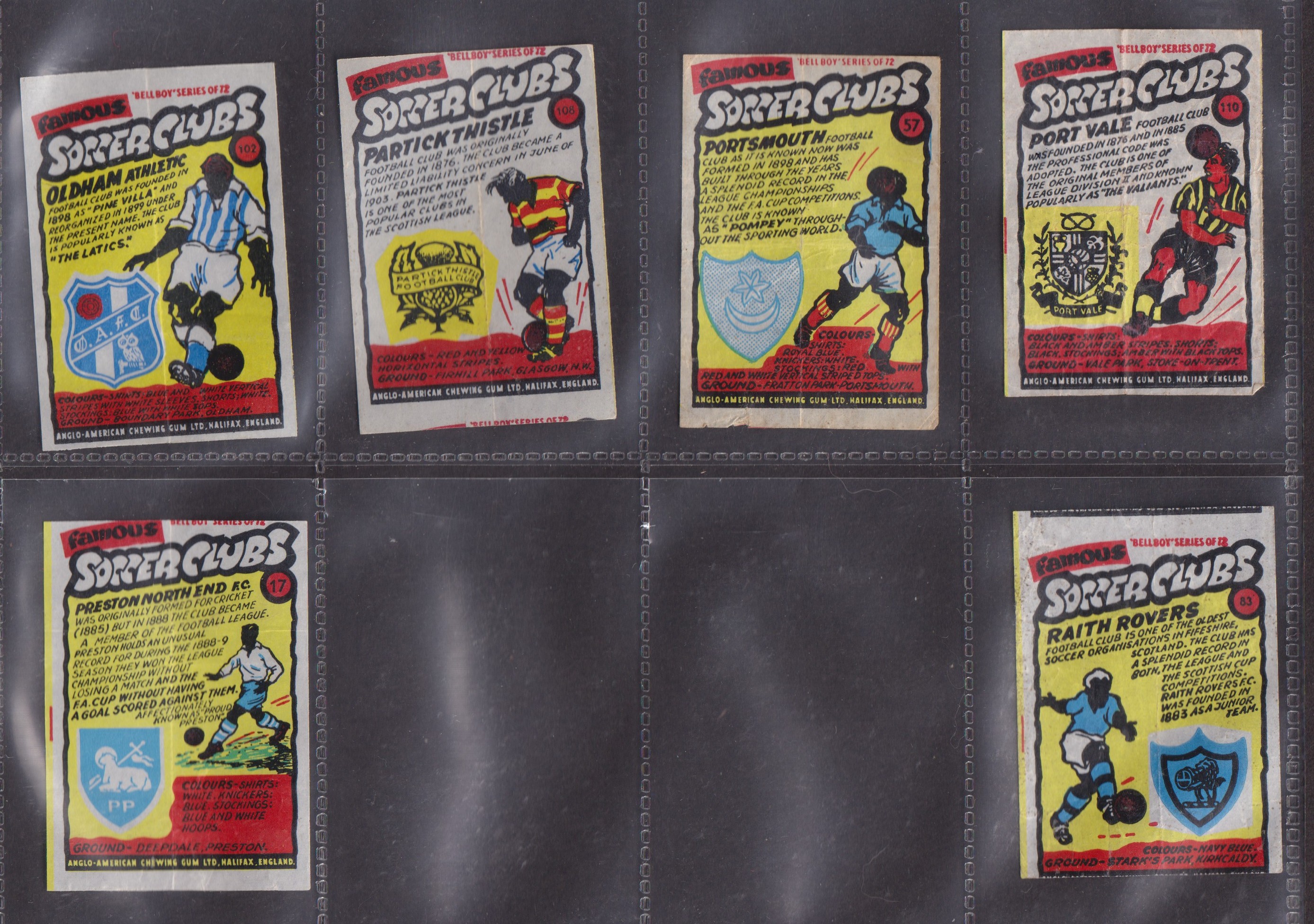 Trade cards, Anglo American Chewing Gum, Famous Soccer Clubs (Wax Wrappers) 82 wrappers (some with - Image 7 of 11