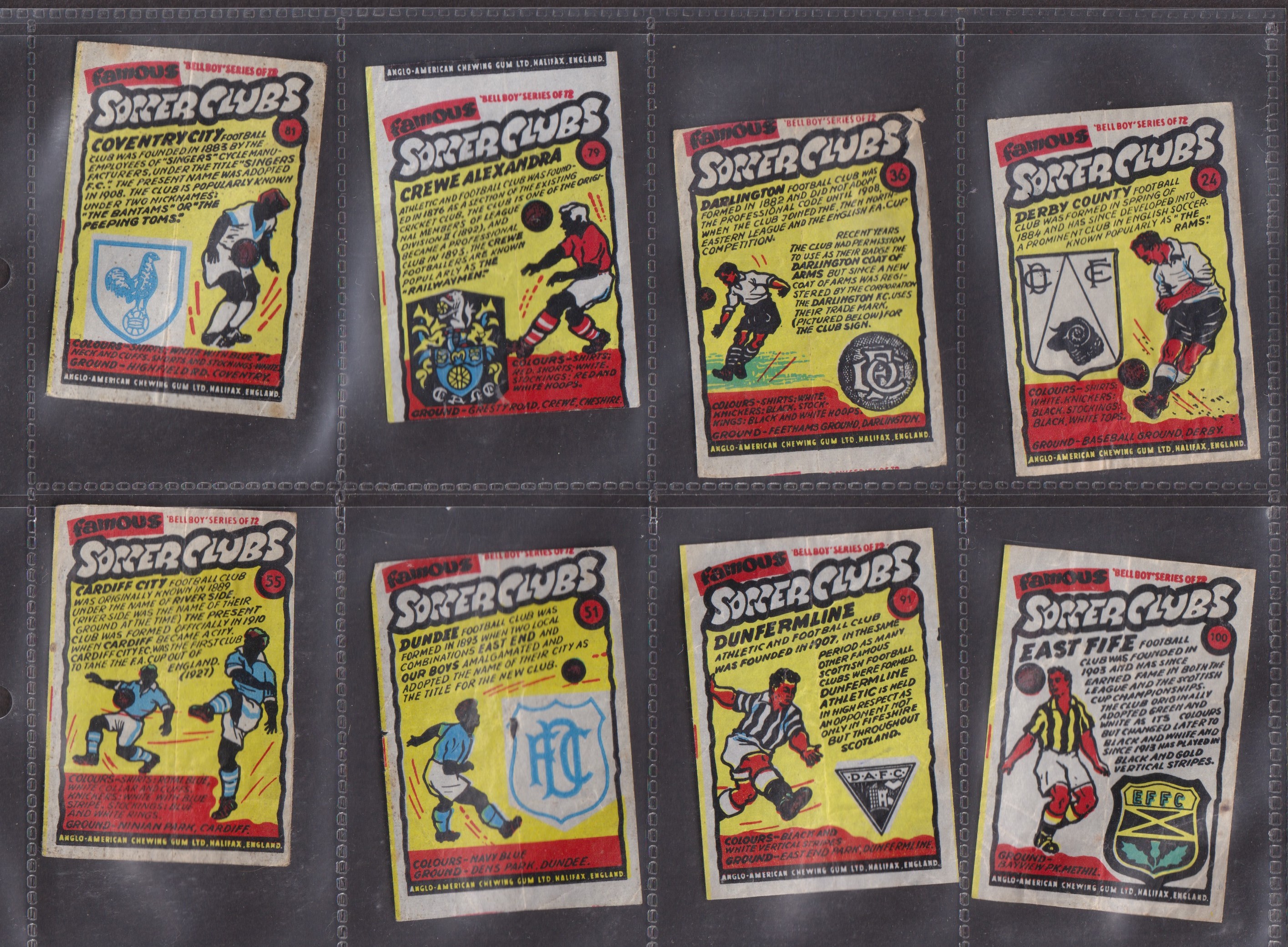 Trade cards, Anglo American Chewing Gum, Famous Soccer Clubs (Wax Wrappers) 82 wrappers (some with - Image 3 of 11