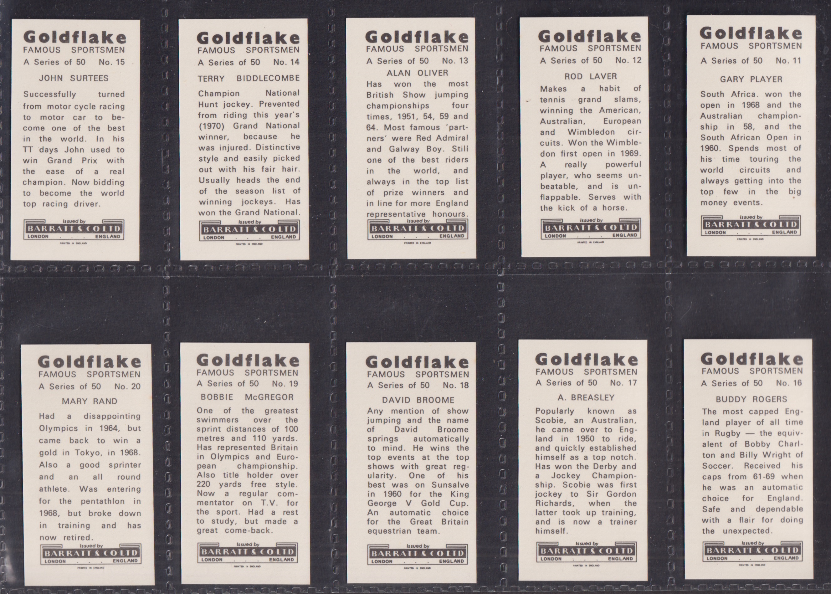 Trade cards, Barratt's, Famous Sportsmen (set, 50 cards) inc. Jack Nicklaus, Muhammed Ali, Pele, - Image 4 of 10