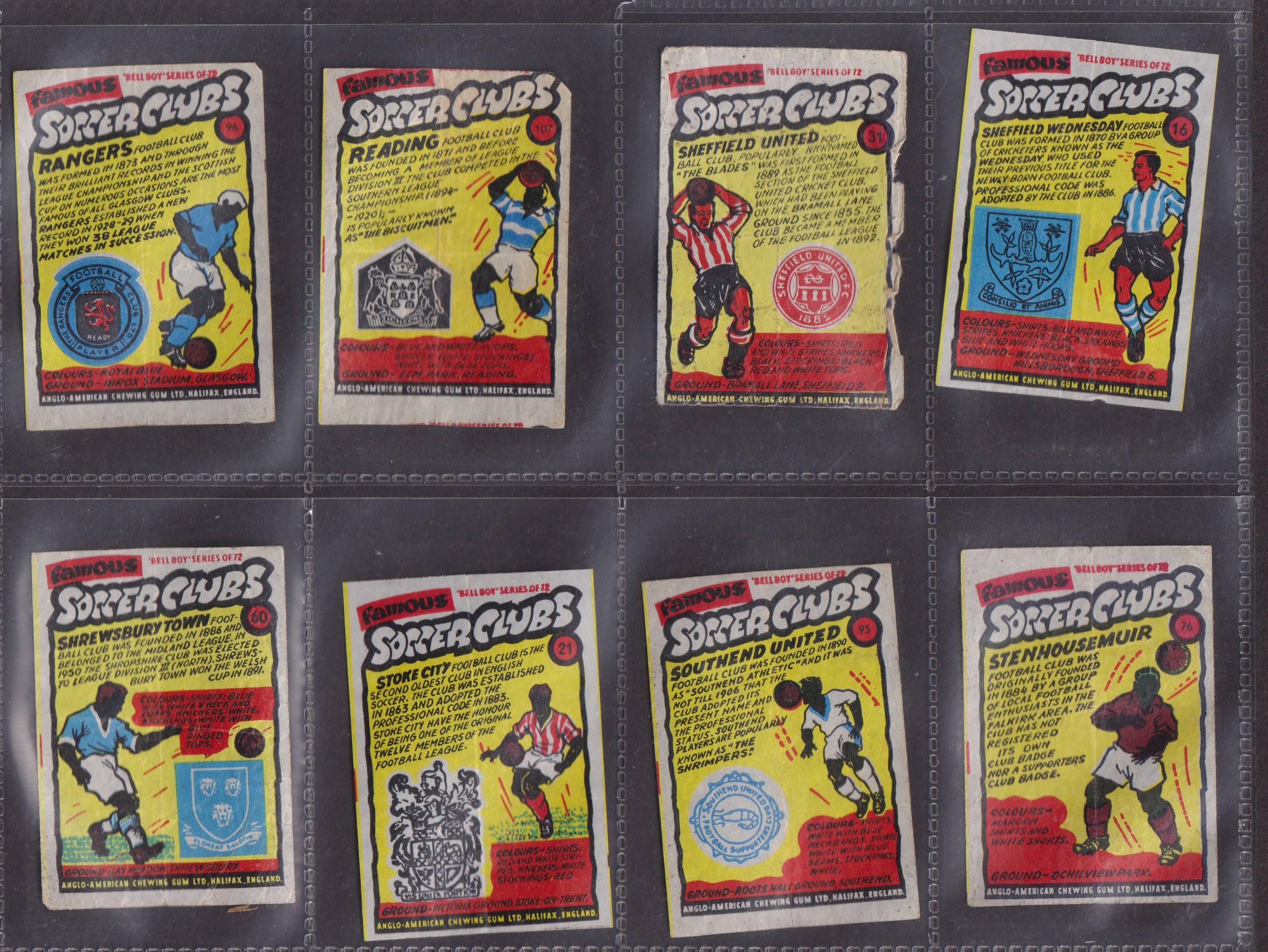 Trade cards, Anglo American Chewing Gum, Famous Soccer Clubs (Wax Wrappers) 82 wrappers (some with - Image 8 of 11