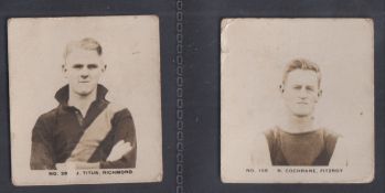 Trade cards, Australia, Griffiths, Football Series, two cards, no 38 J. Titus, Richmond & no 168