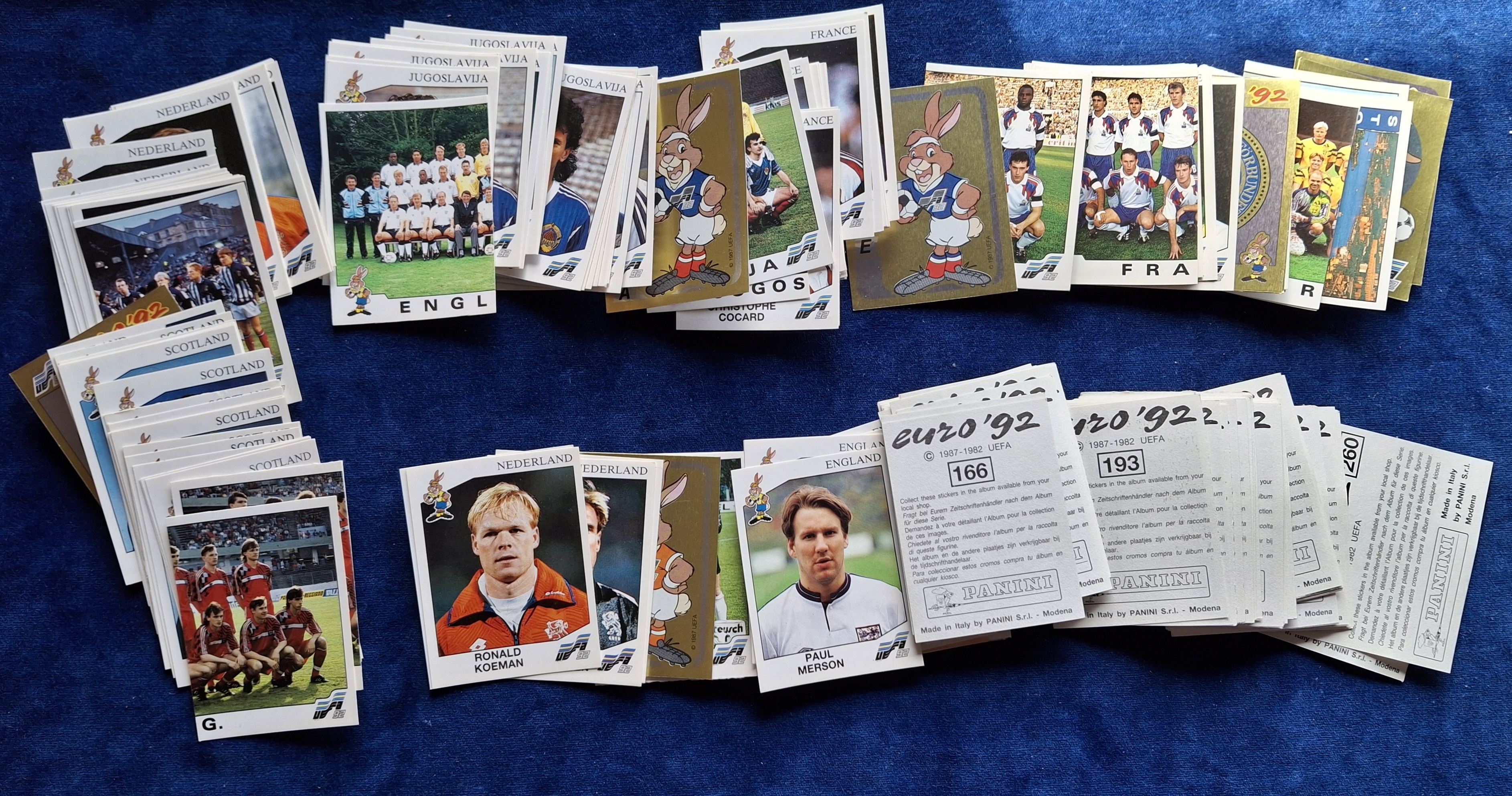 Trade stickers, Panini Euro 92 Football, over 240 stickers all different (261 are in the set, so