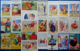 Postcards, Comic, 86 cards relating to body size, ladies and men (gen gd) Qty: 1