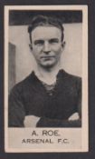 Trade card, Anon (Poppleton or Clarnico), Footballers, type card, A. Roe, Arsenal F.C., see ref HZ-4